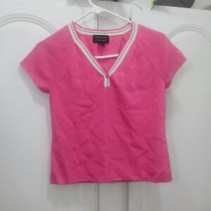 Women’s Medium Sporty Preppy Tennis V-Neck Top Athleisure Tenniscore Pickleball